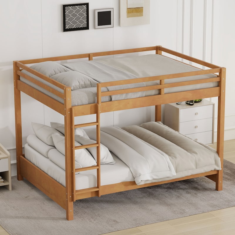 Solid Wood Queen Size Bunk Bed with Ladder and Guard Rails by Harper&Bright Designs