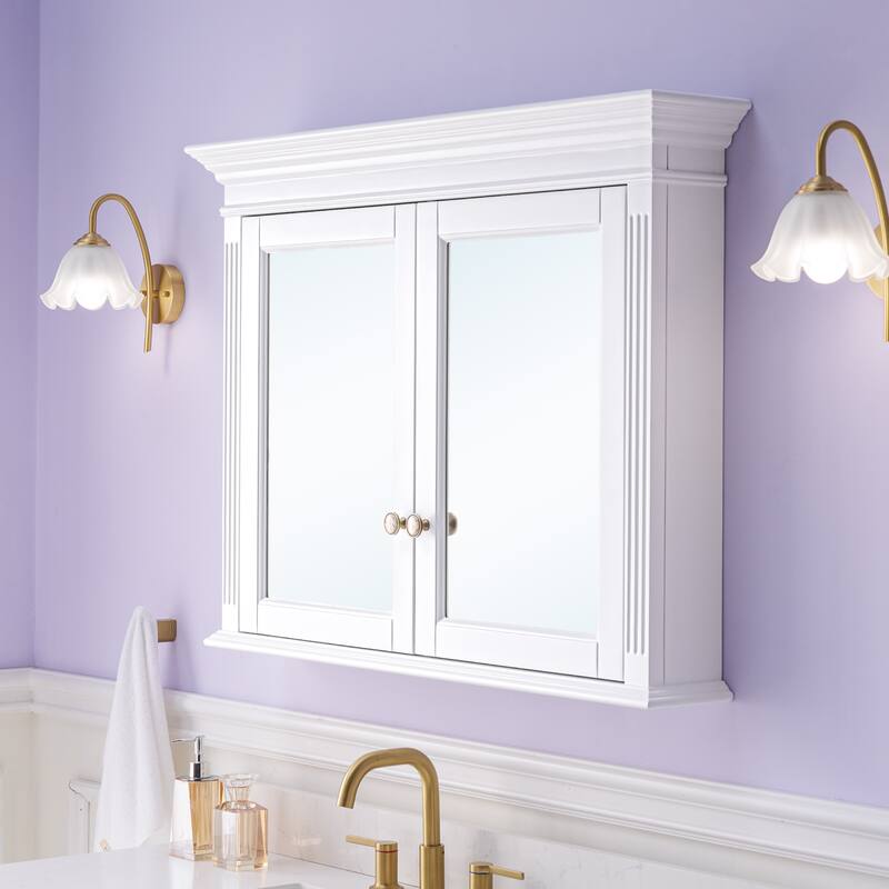 40"W X30"H Surface Mount Solid Wood Framed Medicine Cabinet With Soft-close door And Wooden Shelves