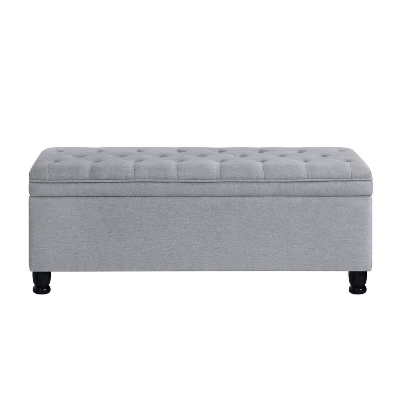 Upholstered Tufted Button Storage Ottoman Bench