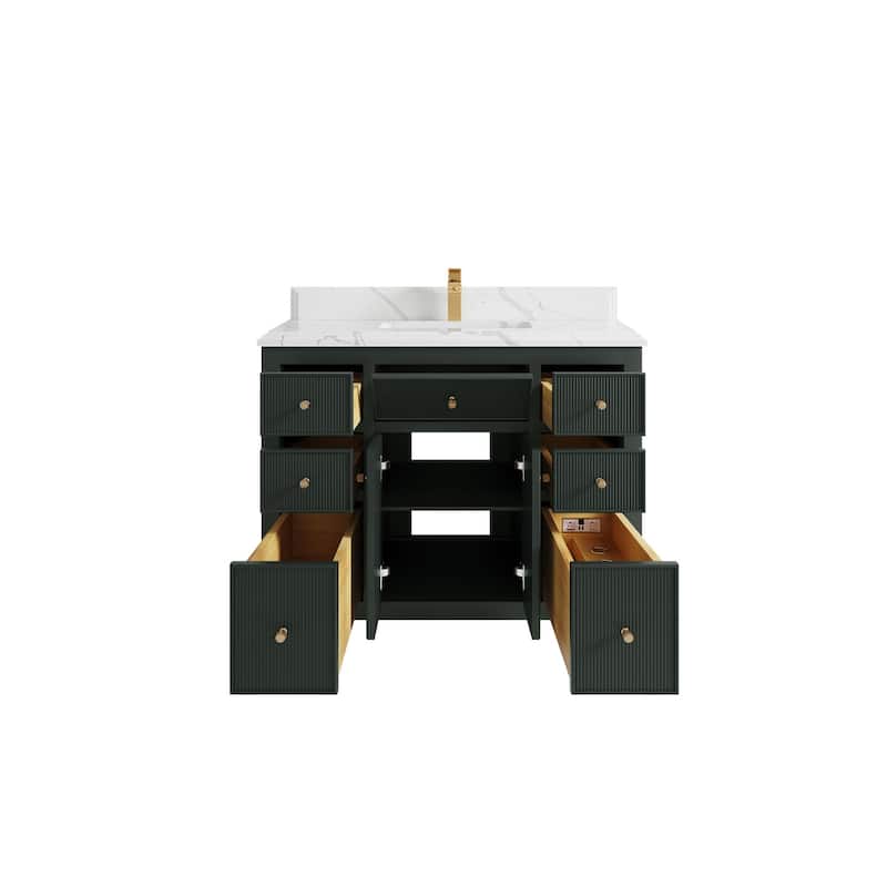 Willow Collections 42 in W x 22 in D Sonoma Free Standing Reeded Single Sink Bathroom Vanity with Countertop