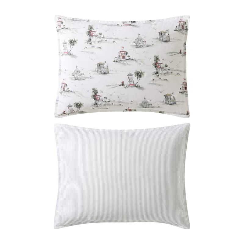 Tommy Bahama Beach Club Grey Cotton Duvet Cover Set