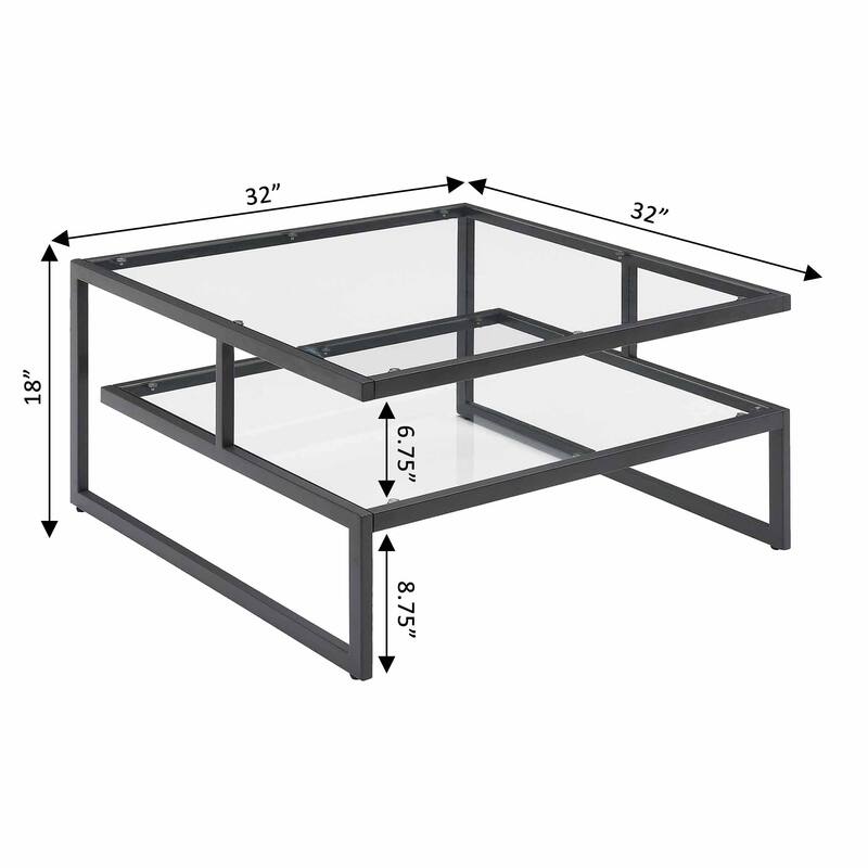 Convenience Concepts Royal Crest Stripes 2 Tier Glass Coffee Table