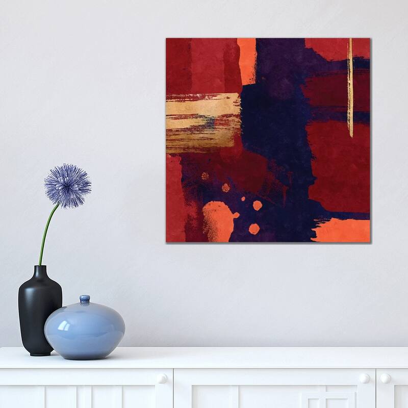 iCanvas "Brush Diptych Red I" by Danilo de Alexandria Canvas Print - 18x18x1.5