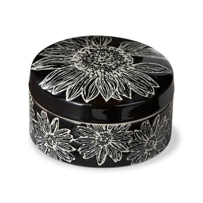 Let It Bee Dark Ceramic Trinket Dish Decorative Tray 2.24 in H x 4 in Dia Spring Black Wipe Clean