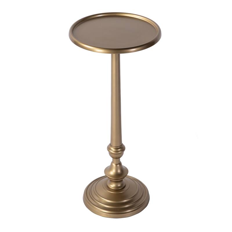 Astoria 10 in. W Round Metal Pedestal Base End Table - Antique Gold
