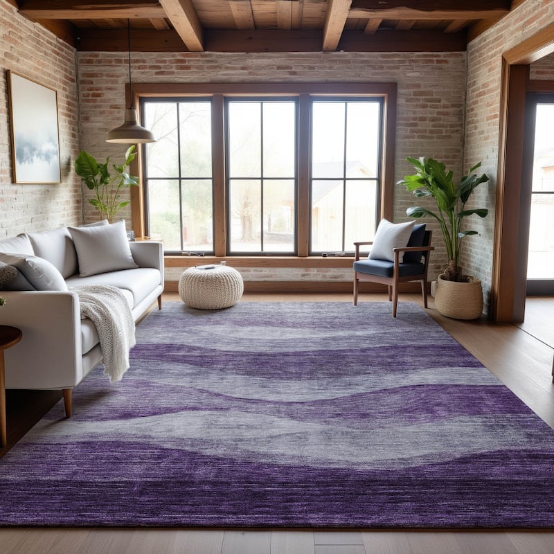 Premium Washable Super Soft Cool Modern Wvave Mayfield Rug - Lavender - 5' x 7'6"