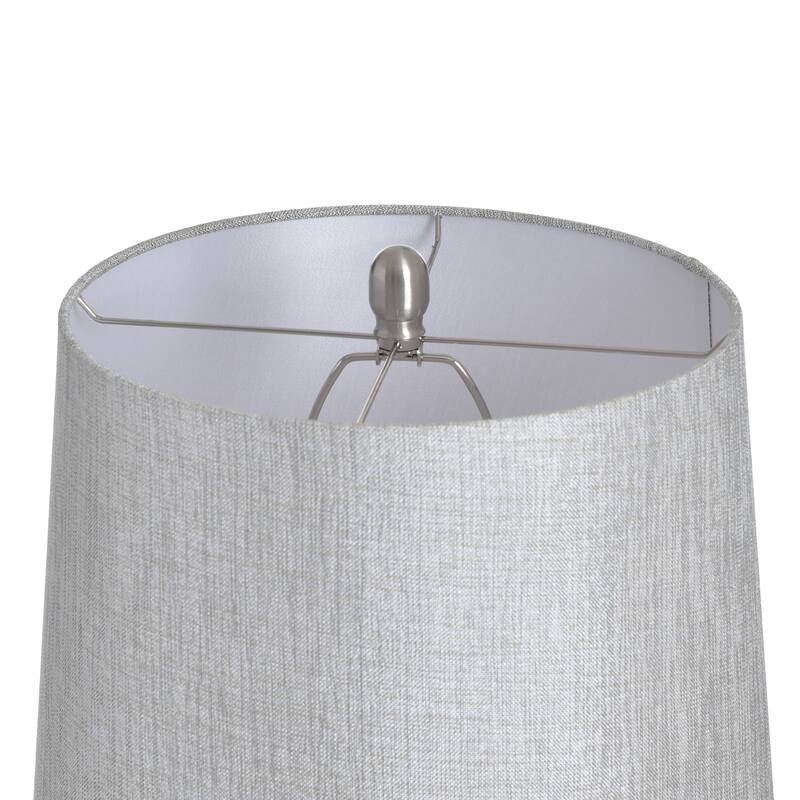 StyleCraft Steel Table Lamp - Brushed Nickle & Silver Glass - Grey Shade