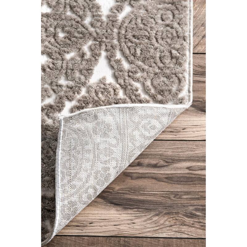 Nuloom Beige Traditional Victorian Glam Fading Liza Damask Royal Print Area Rug
