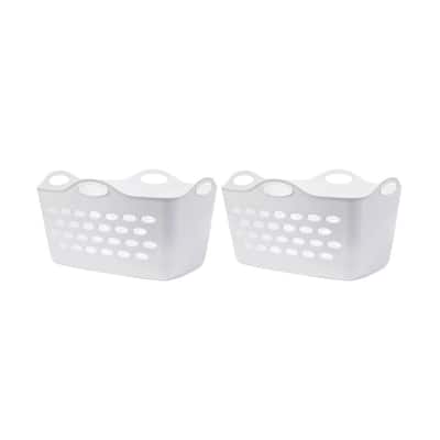 Rectangular Flex Laundry Basket, White, 2 Pack