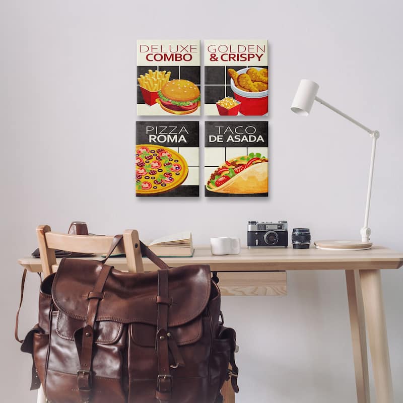 Stupell Fast Food American Cuisine Canvas Wall Art Design By Kim Allen (Set of 4)