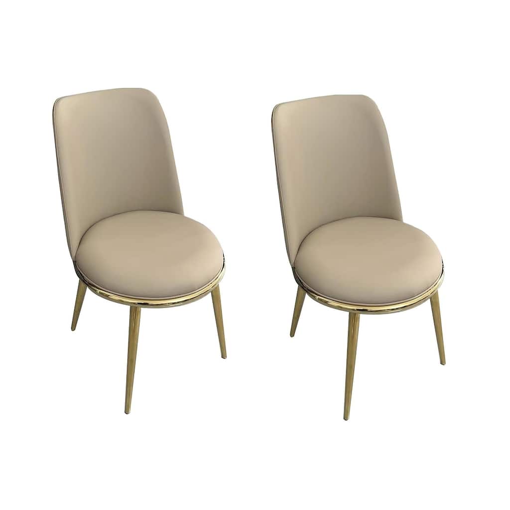 Gold Finish Fully Upholstered Side Chairs Set