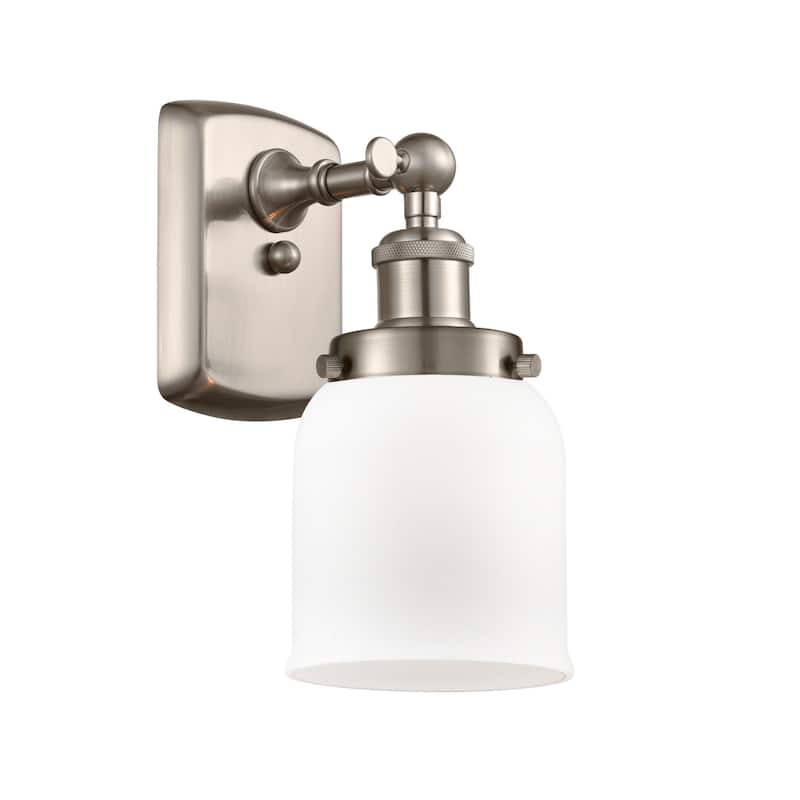 Innovations Lighting Small Bell 5" Wide Bathroom Sconce - Brushed Satin Nickel / Matte White