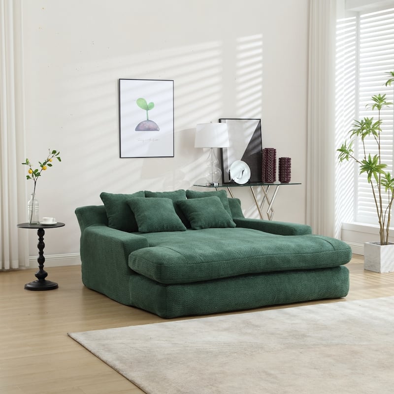 2-seater lazy sofa With 5 back pillows,Comfy Sofa- Deep Seat Couch for Living Room