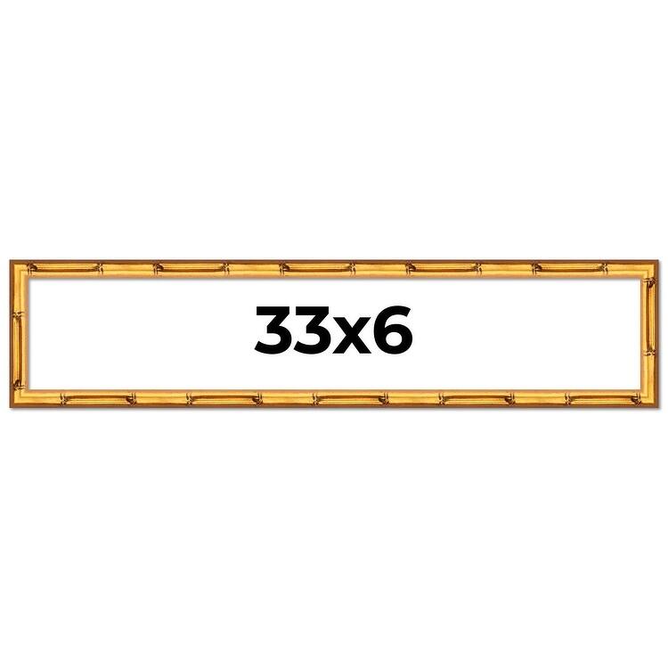 33x6 Frame Gold Bamboo Picture Frame Modern Photo Frame Includes UV Acrylic Shatter Guard Front Acid Free Foam Backing Board