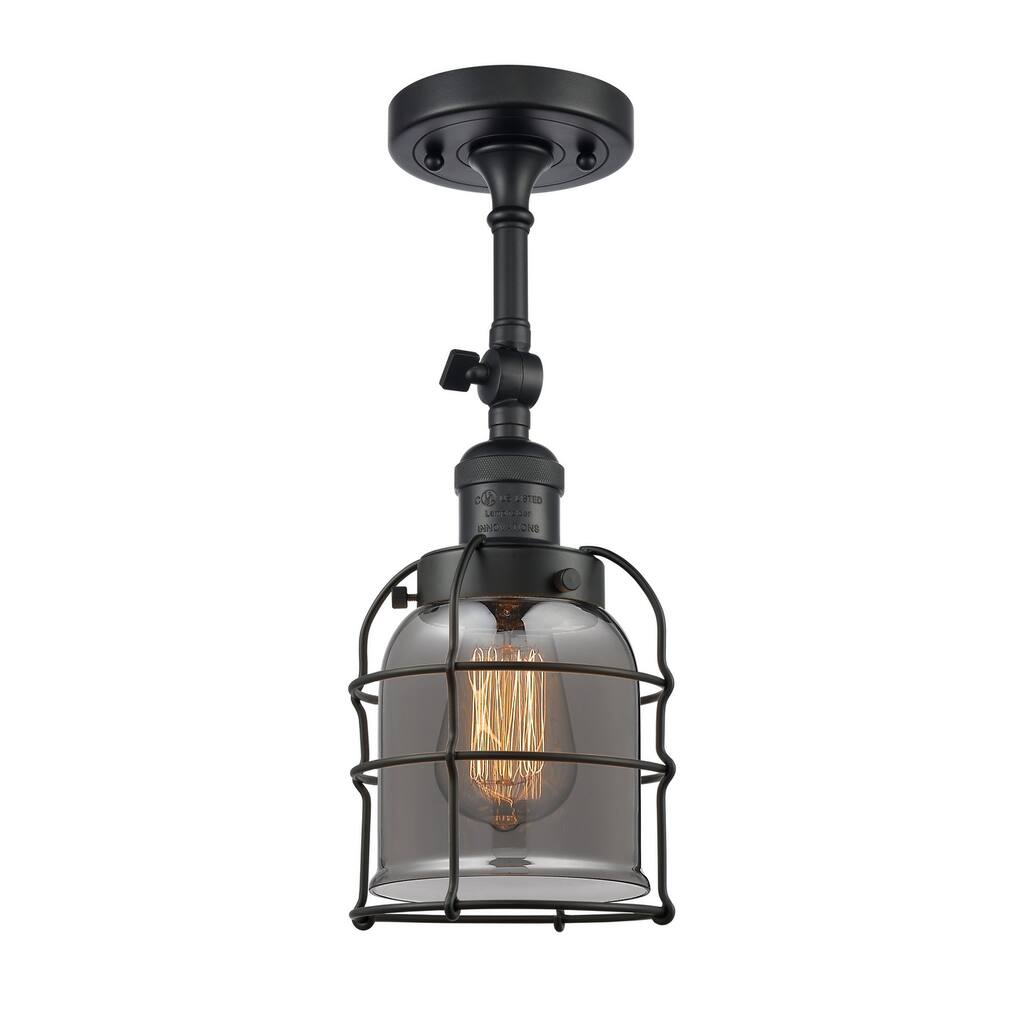 Innovations Lighting Small Bell Cage 5" Wide Semi-Flush Ceiling