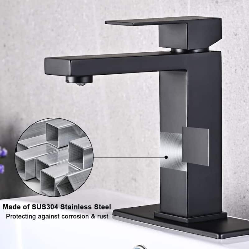 Matte Black Bathroom Faucet Single Hole Vanity Bath Faucet Single Handle Modern Stainless Steel Bathroom Faucets for Sink 1 Hole