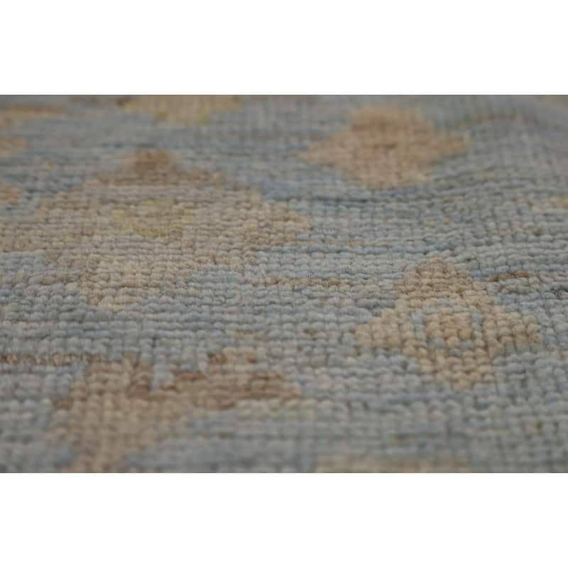 Hand Knotted Oriental 100% Wool Carpet Transitional All-Over Navy Blue & Blues Oushak Area Rug - 12' 1'' X 8' 11''
