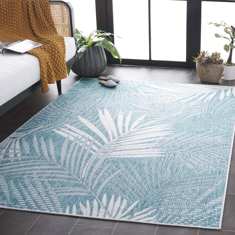 SAFAVIEH Beach House Rocilde Transitional Rug - 8' x 10' - Aqua/Ivory