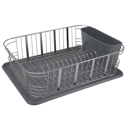 Laura Ashley Aristo Dish Rack Set in Satin - 17.5"x 13.6"x 5.3"
