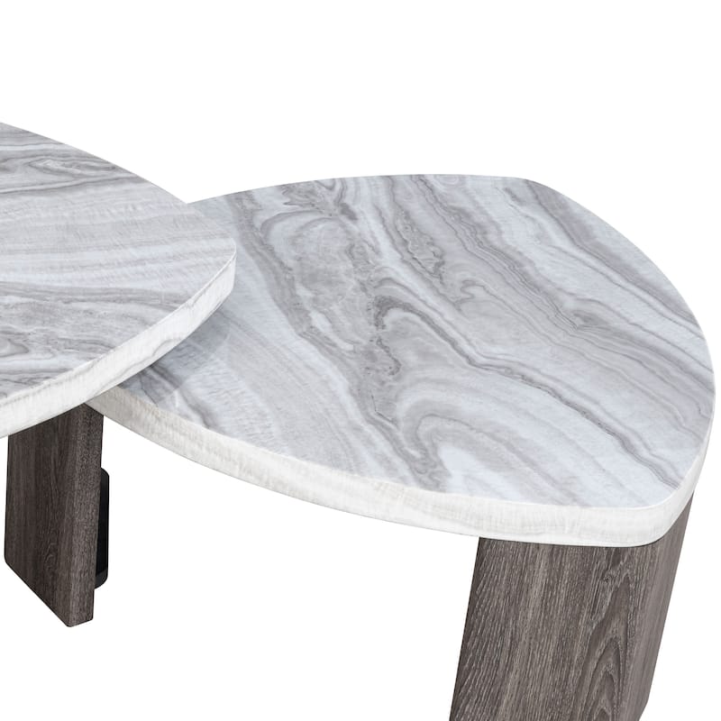 Furniture of America Elric Modern Grey and Brown Wooden Triangular Nesting Coffee Table Set of 2 with Casters