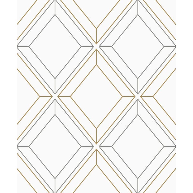 Seabrook Designs Linework Gem Non-Woven Unpasted Wallpaper - 20.9 in. W x 33 ft. L - Metallic Silver & Gold