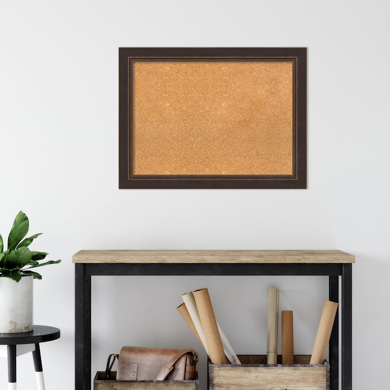 Lara Bronze Wood Framed Natural Corkboard Bulletin Board