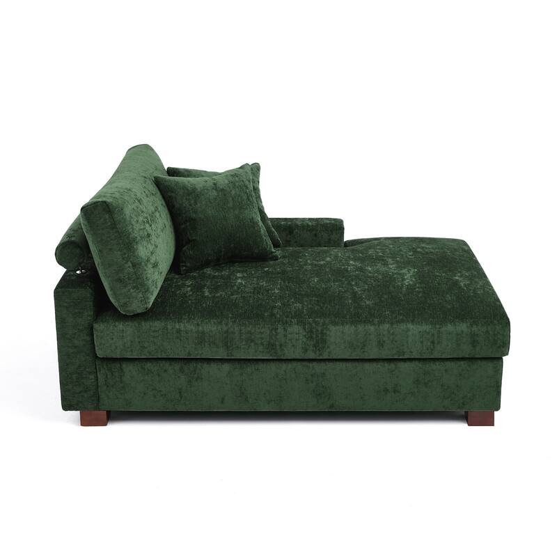 40.8"W Modern Chenille Upholstered Chaise Lounge with Pillow