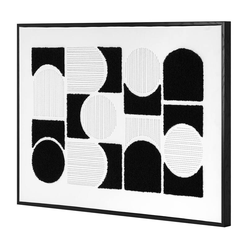 American Art Decor Memories in Shapes Framed Printed, Embroidered & Tufted Canvas Wall Art - 20.75" x 28.75" - Black