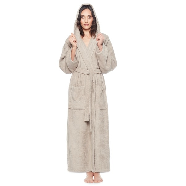 long hooded dressing gown womens THE HOODED DRESSING GOWN in White Honeycomb Pique White Honeycomb Pique / 2022SP389 WHP / 0