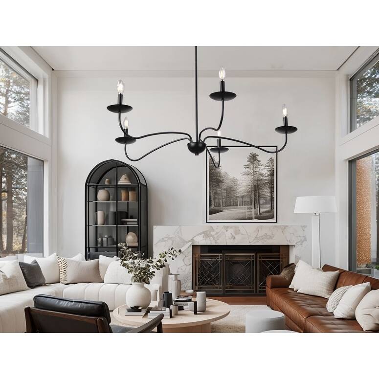 Meridian 5-Light Brushed Brass Chandelier with Candlestick Arms