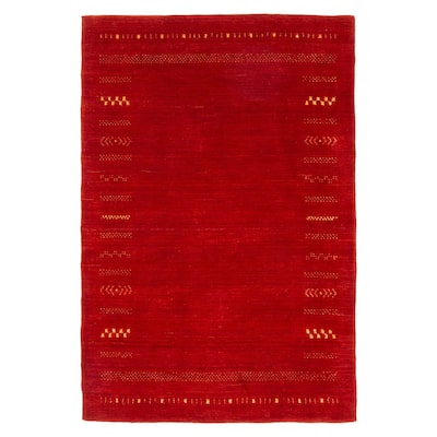 Kashkuli Gabbeh Red Rug 3'11" x 5'10" - 3'11 x 5'10