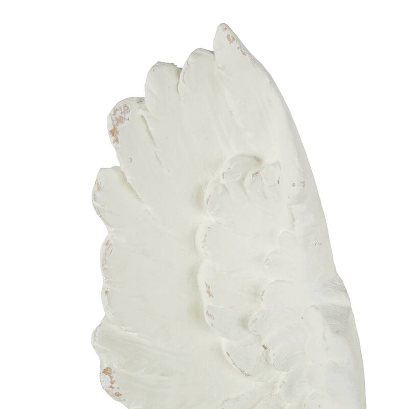 White Magnesium Oxide Carved Wings Bird Home Wall Decor (Set of 2)