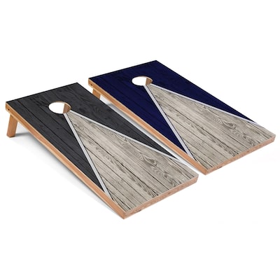 Dark Grey and Navy Pyramid Cornhole Board Set