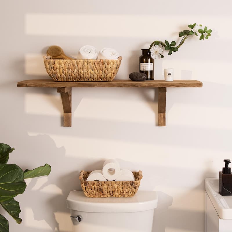 2-Pack Hand-Woven Storage Baskets with Wooden Handles, Wicker Basket for Organizing, Gift Choice