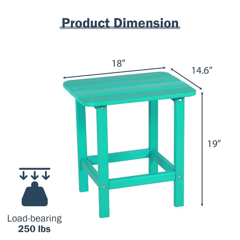 Aoodor Outdoor Adirondack Side Table HDPE End Table - 18"×14.5"