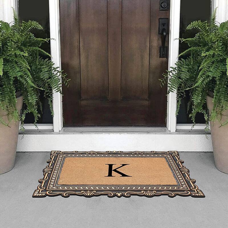 A1HC First Impression Carson Rubber and Coir 24" X 36", Heavy Duty, Easy to Clean Outdoor Monogrammed Doormat