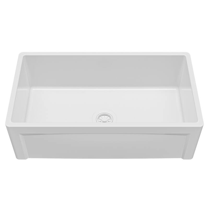 Karran FCP33SB 33" Single Bowl Panel Front Farmhouse Fireclay Kitchen Sink with Reversible Apron Front