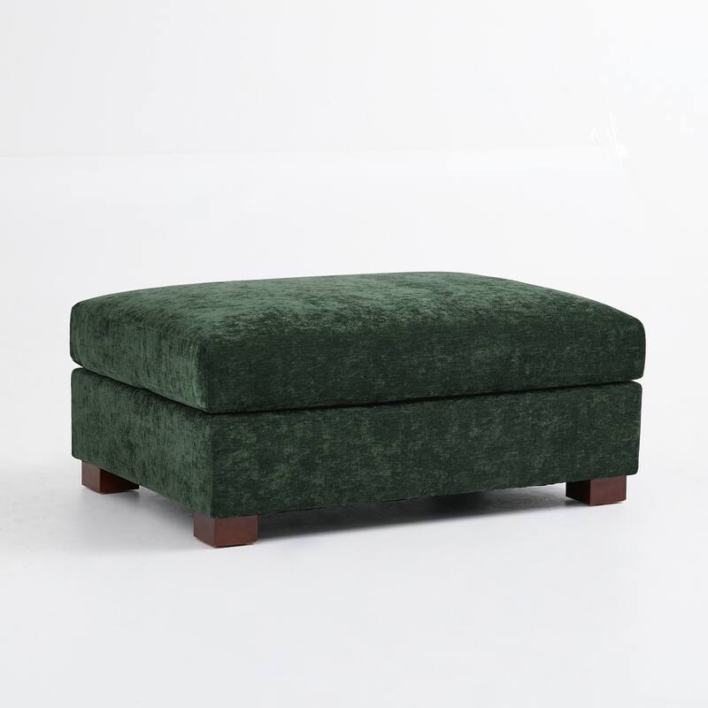 Oversized Chenille Modular Ottoman With Cushioned Top