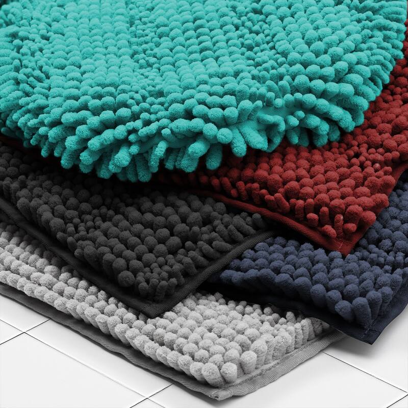 Clara Clark Chenille Extra Soft and Absorbent Bath Mat - Non Slip Fast Drying Bath Rug Set