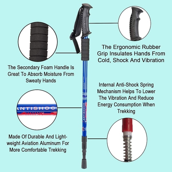 Collapsible Trekking Poles 2 Pack - Adjustable Aluminum Hiking Poles, Lightweight Nordic Walking Sticks For Women, Men, Seniors, Kids, Backpacking Brand