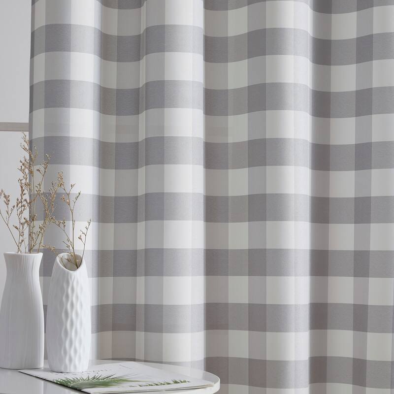 HLC.me Hilltop Buffalo Textured Light Filtering Grommet Lightweight Window Curtains Bedroom & Living Room, 2 Panels