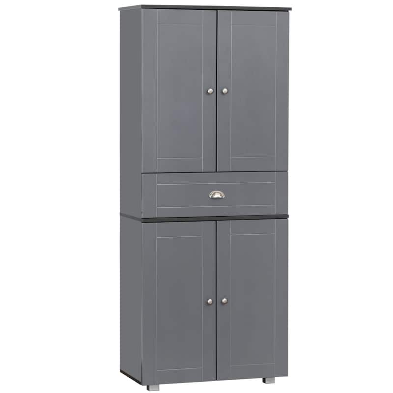 HOMCOM 71" Freestanding Kitchen Pantry Storage Cupboard Floor Utility Cabinets with Drawer and 3 Adjustable Shelves