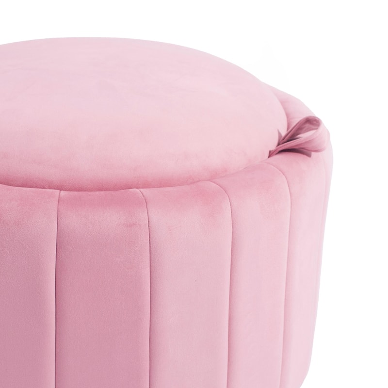 29" Modern Velvet Round Storage Ottoman