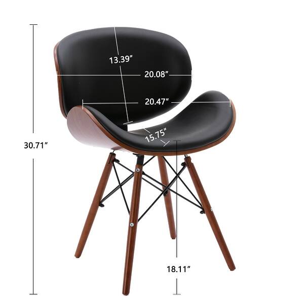 Modern Upholstered Dining Chairs with Walnut Curved Back, Set of 2