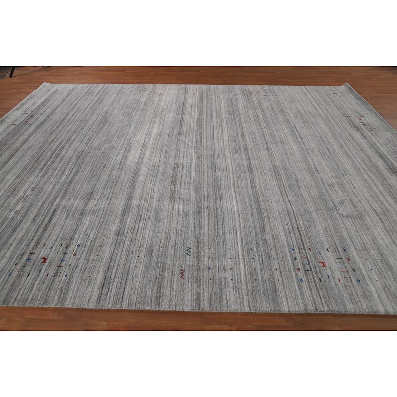 Gabbeh Oriental Area Rug Hand-Knotted Tribal Silk Carpet - 9'5" x 11'10"