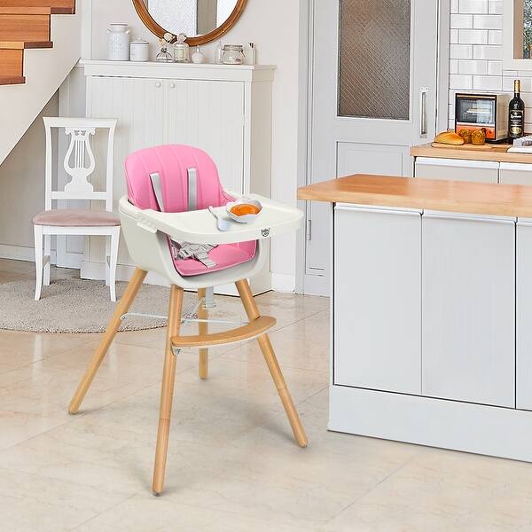 Shop Babyjoy 3 In 1 Convertible Wooden High Chair Baby Toddler Highchair W On Sale Overstock 28904020