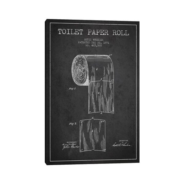 iCanvas 'Toilet Paper Charcoal Patent Blueprint' Canvas Print