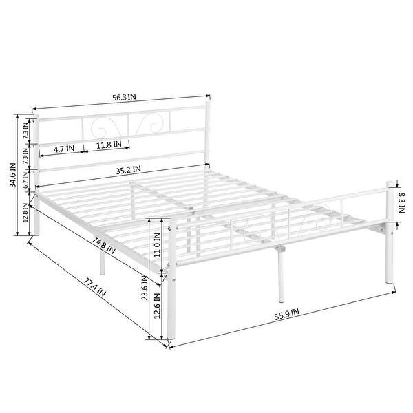 Twin/Full Size Metal Bed Frame Platform Headboards Furniture Bedroom