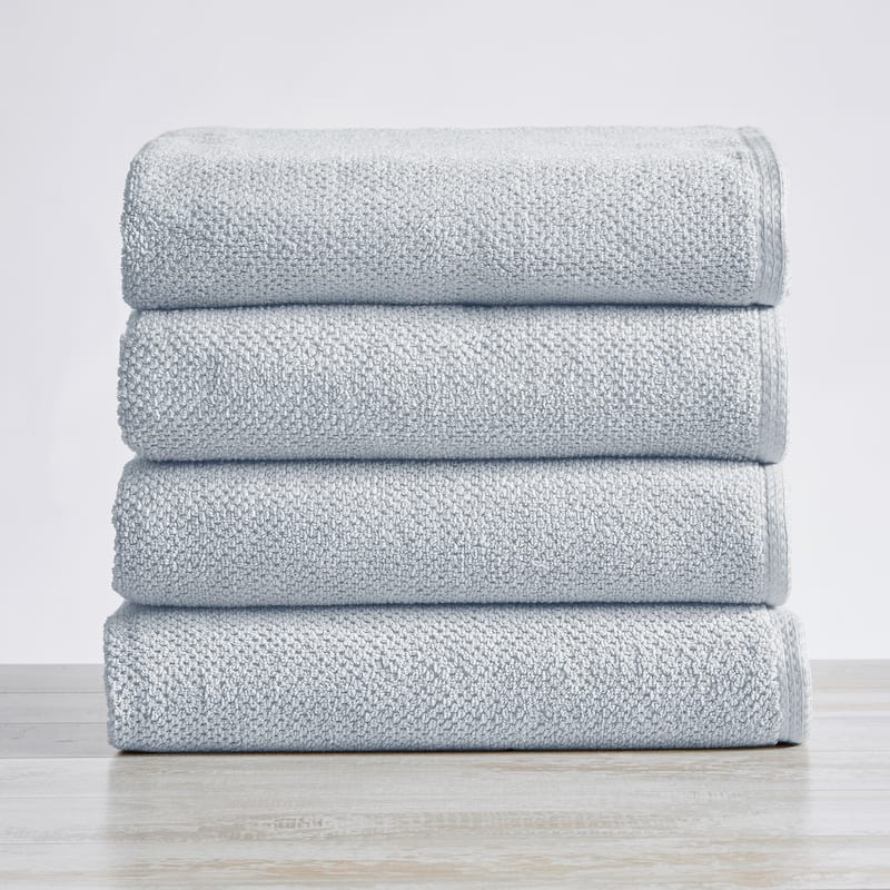Luxurious Cotton Popcorn Textured Towel Set - Bath Towel (4-Pack) - Ice Blue