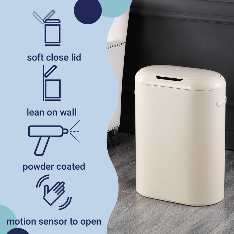 happimess Robo Kitchen 13.2-Gallon Slim Oval Motion Sensor Touchless Trash Can with Touch Mode